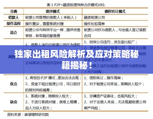 独家出租风险解析及应对策略秘籍揭秘!